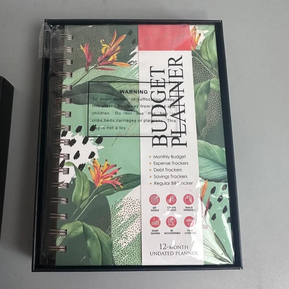 Planberry 12 Month Undated Budget Planner Tropical Floral Financial Organizer